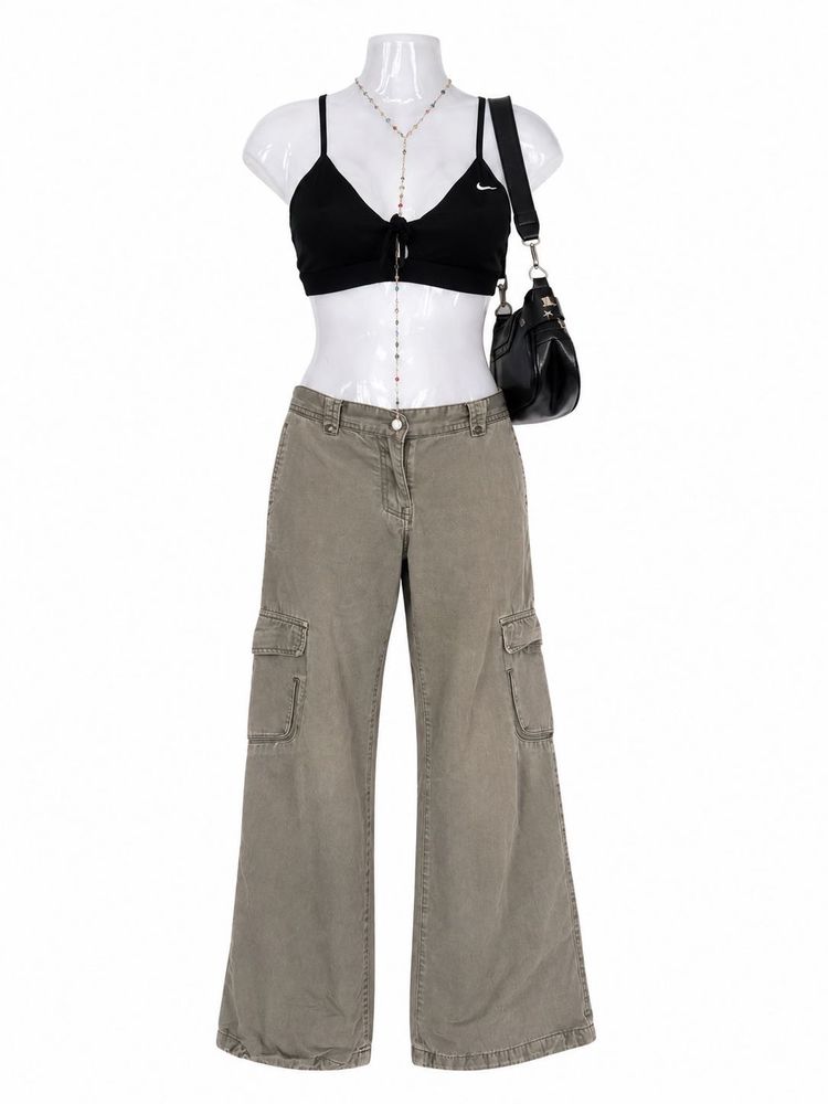 Y2K Cargo Pants &amp; Sports Bra Set