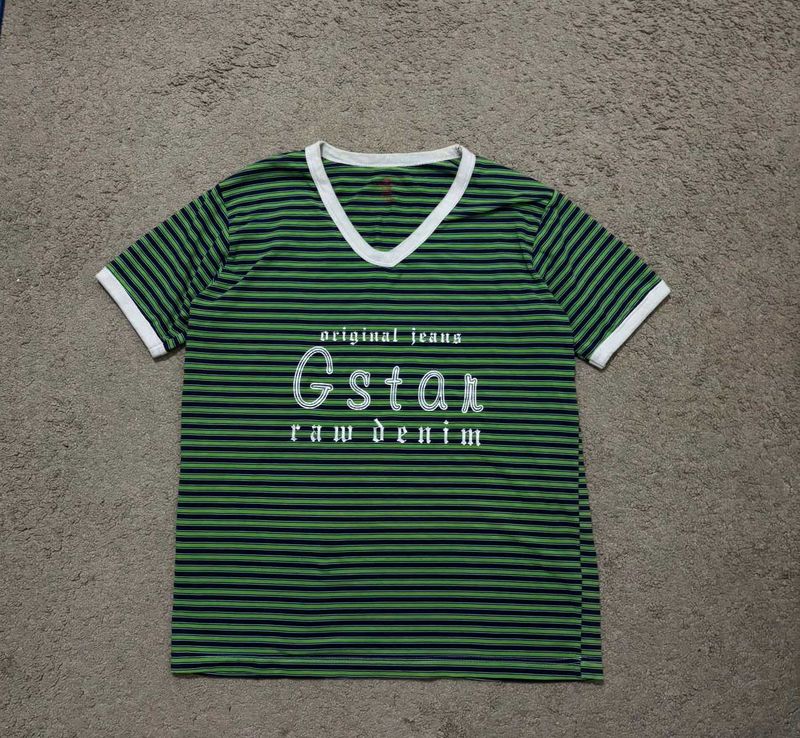G-Star Raw Denim Striped V-Neck T-Shirt