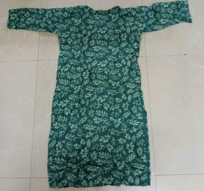 Green Leaf Print Dress