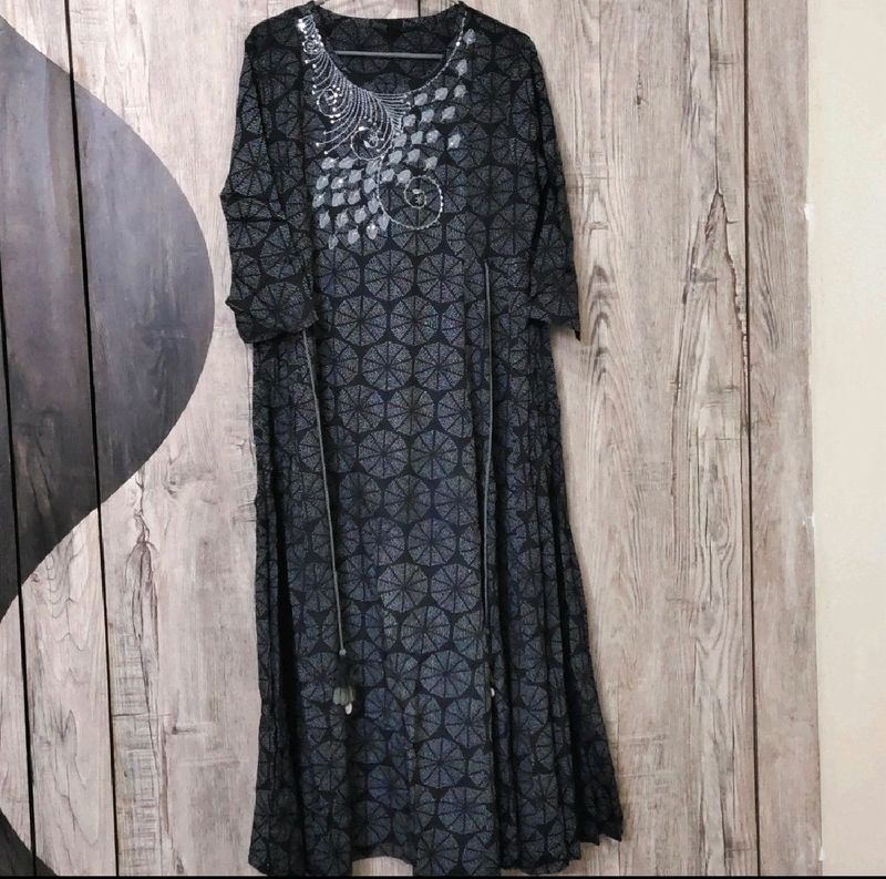 Ink Black Anarkali flare Kurta Dress / Gown