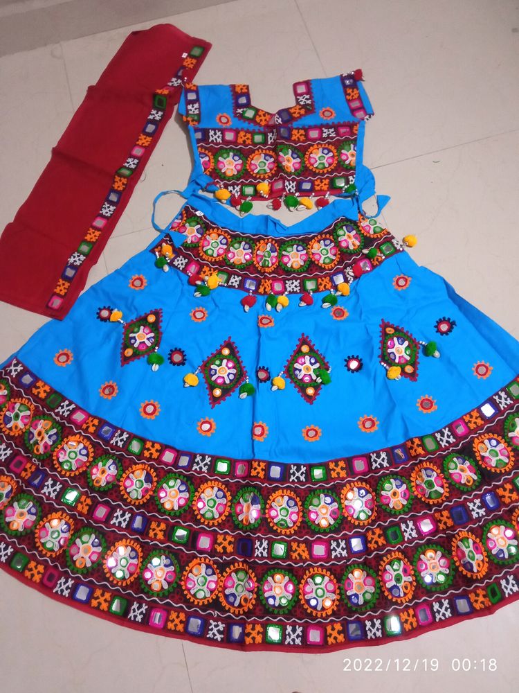 Vibrant Blue Gujarati Chaniya Choli