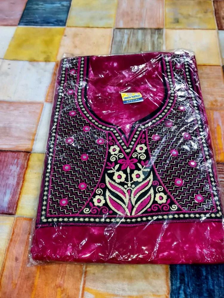 Beautifully Embroidered Rani pink nighty