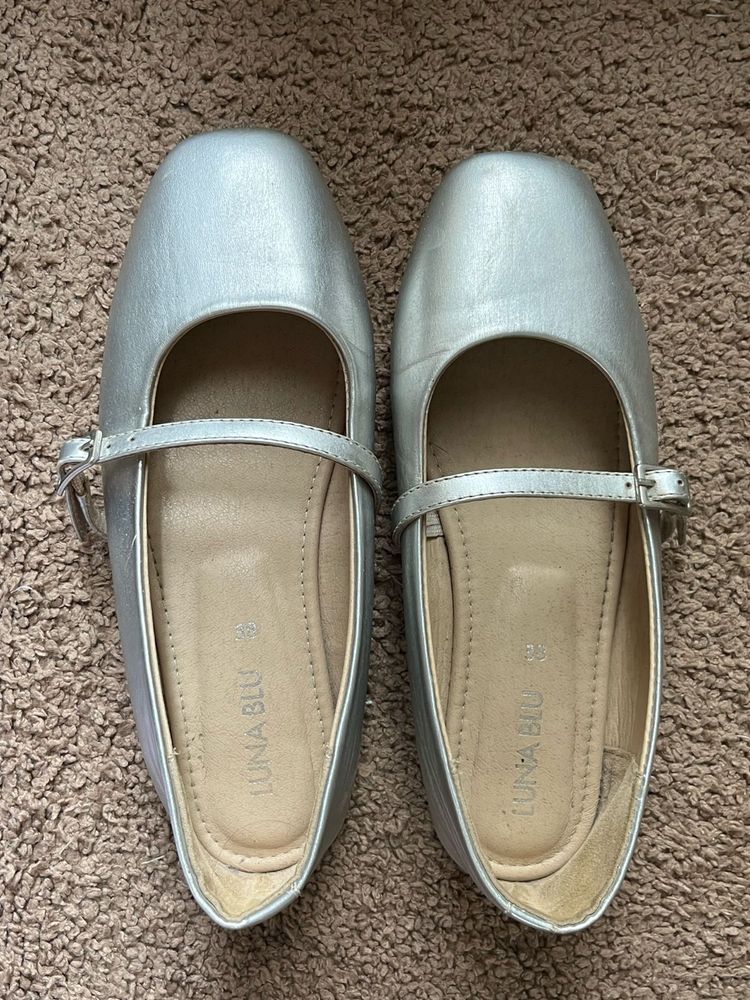 Elegant Silver Ballet Flats