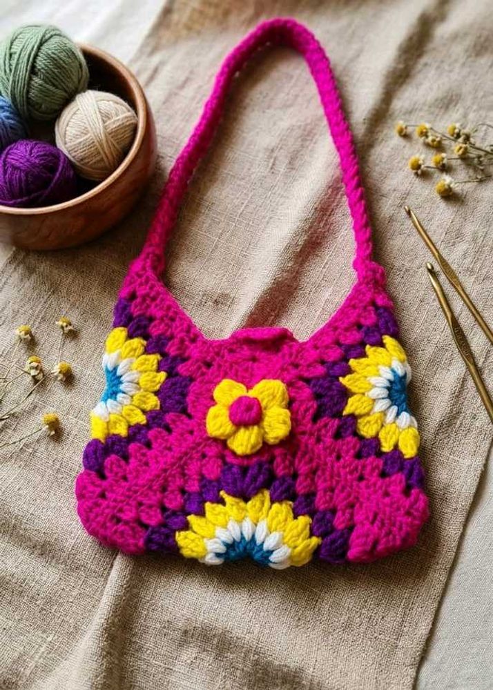 Handmade Crochet Flower Bag