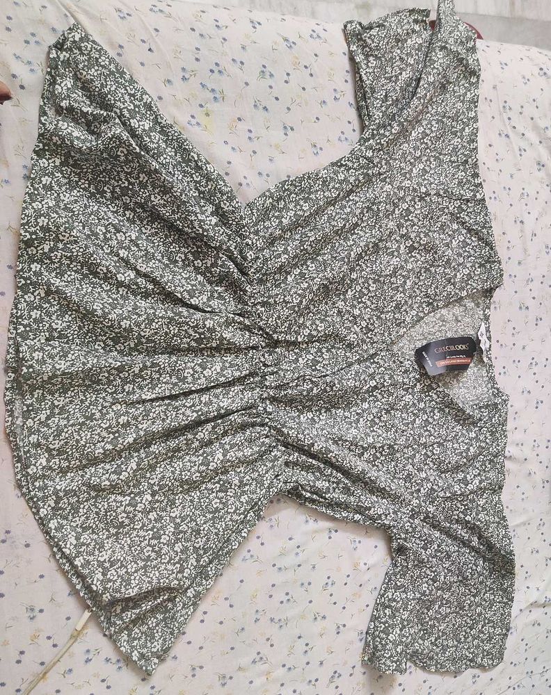 Beautiful Floral Green Top