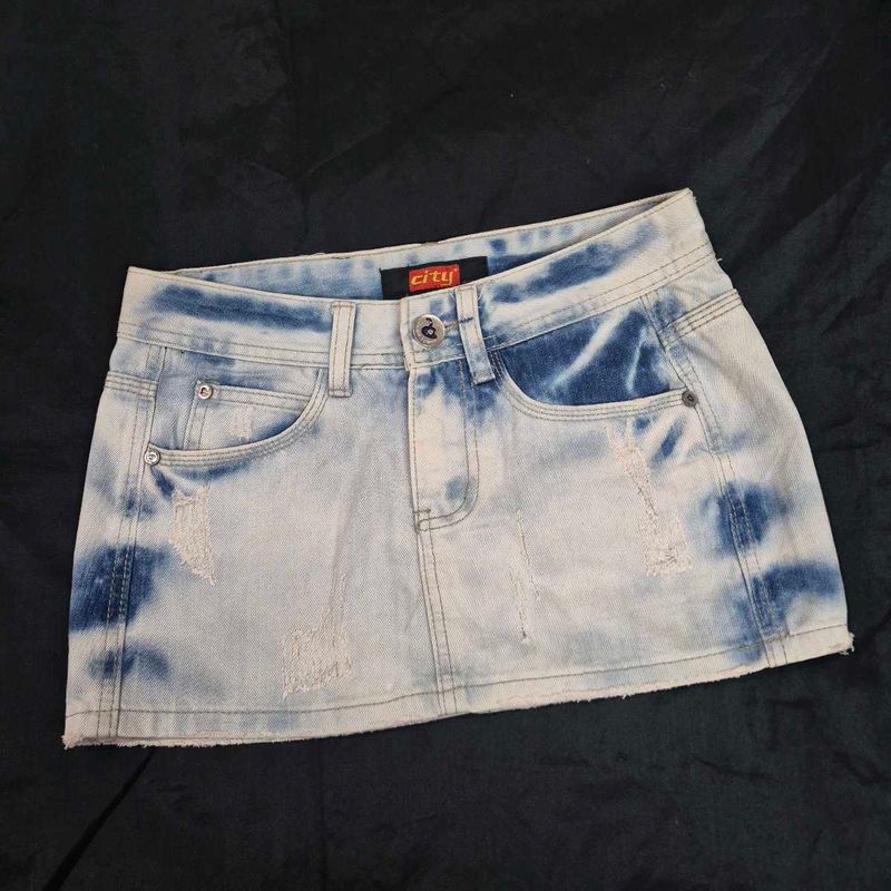 Distressed Denim micro Mini Skirt