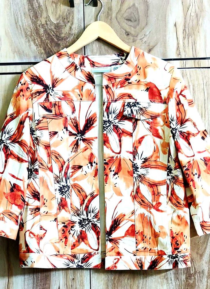 Floral Print Cropped Jacket