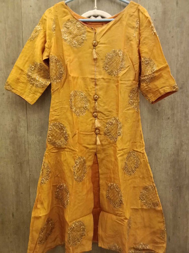 Elegant Orange &amp; Golden Embroidered Co-ord