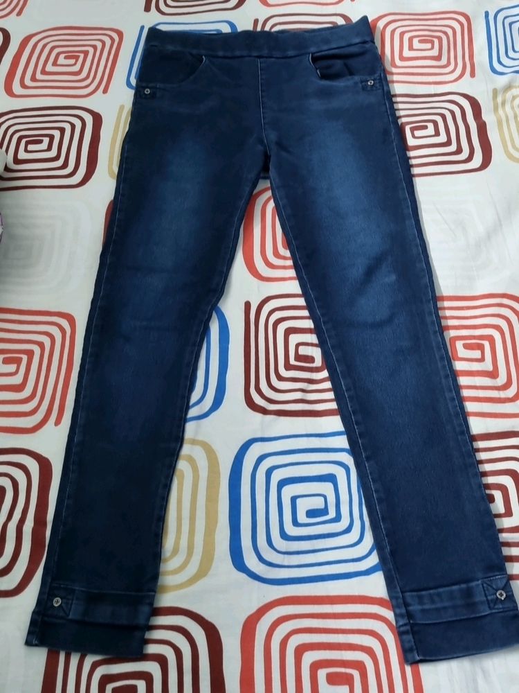 High Rise Denim Navy Blue Party Wear Jeans