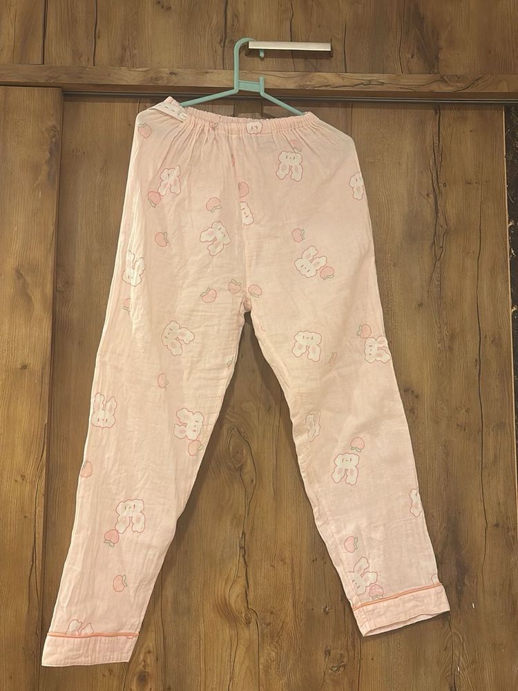 Cute Pink Bunny Print Pajama Pants