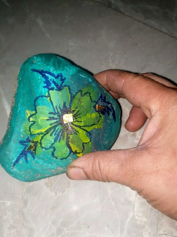 Hand-Painted Floral Art Stone