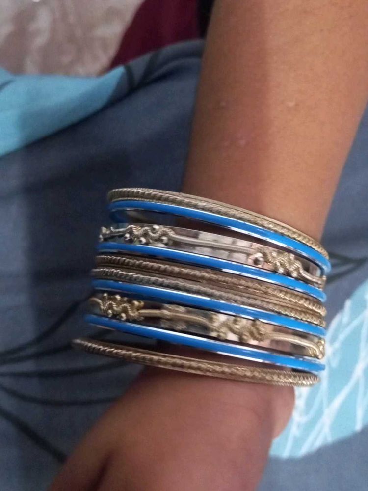 Set of Blue and silver Bangles