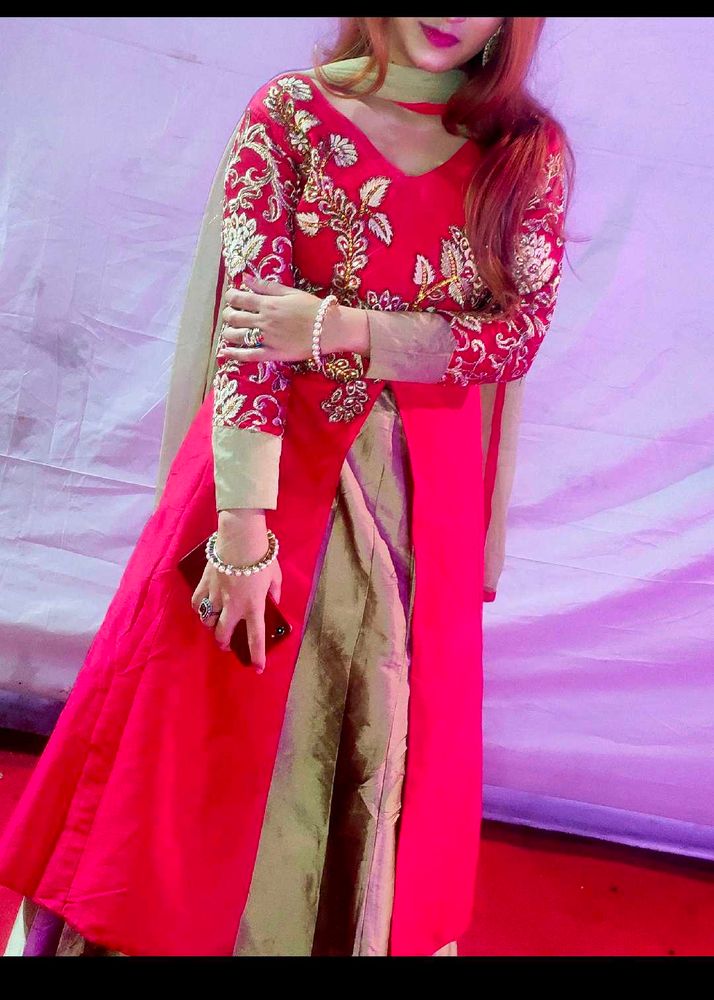 Red Embroidered lehenga 3 pc set