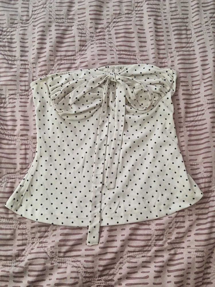Polka Dot Bow Tube Top