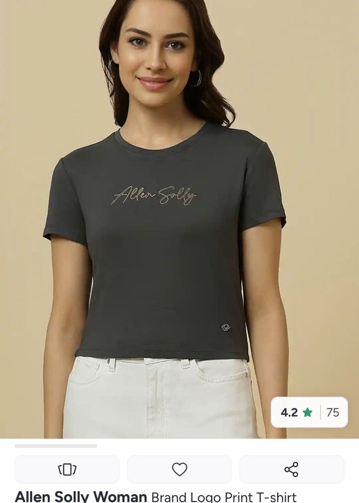 Allen Solly Woman Charcoal Grey T-Shirt