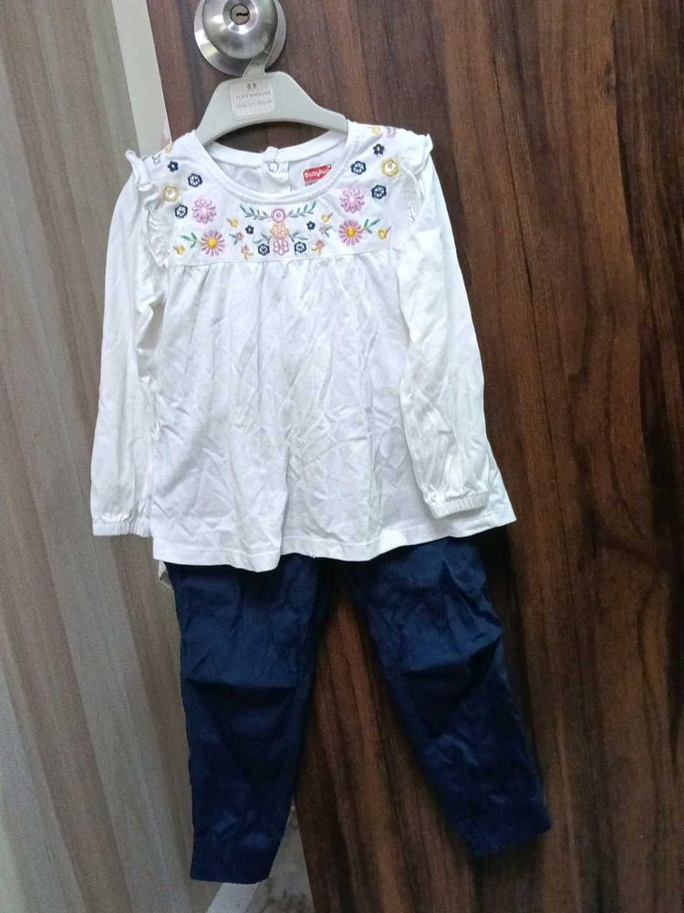 Cute Embroidered Top and Pants Set