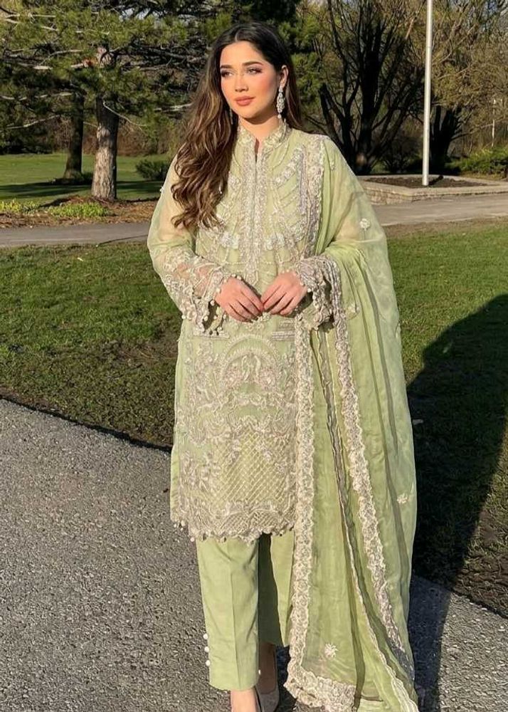 Elegant Mint Green Embroidered Kurta Set