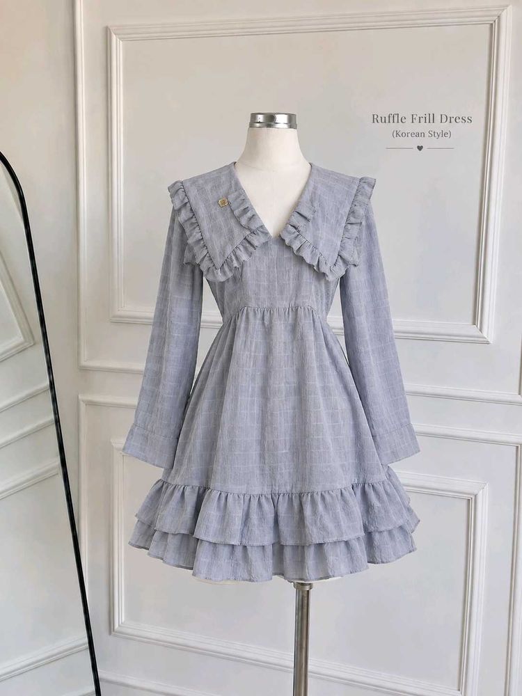 Cute Ruffle Collar Mini Dress