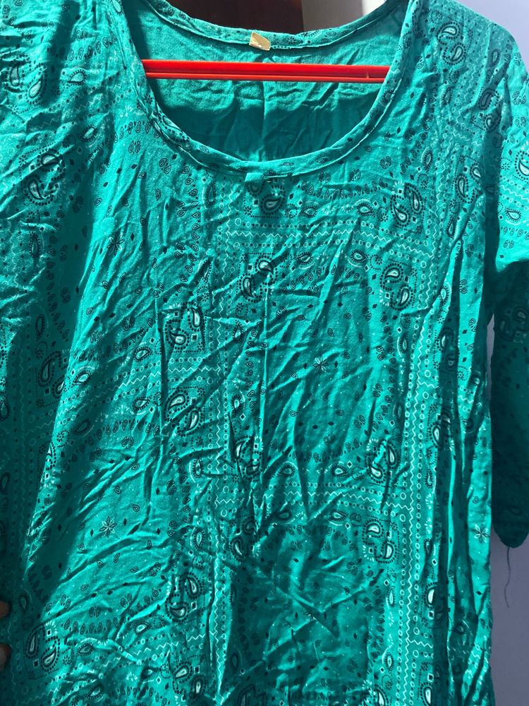Teal Printed Top