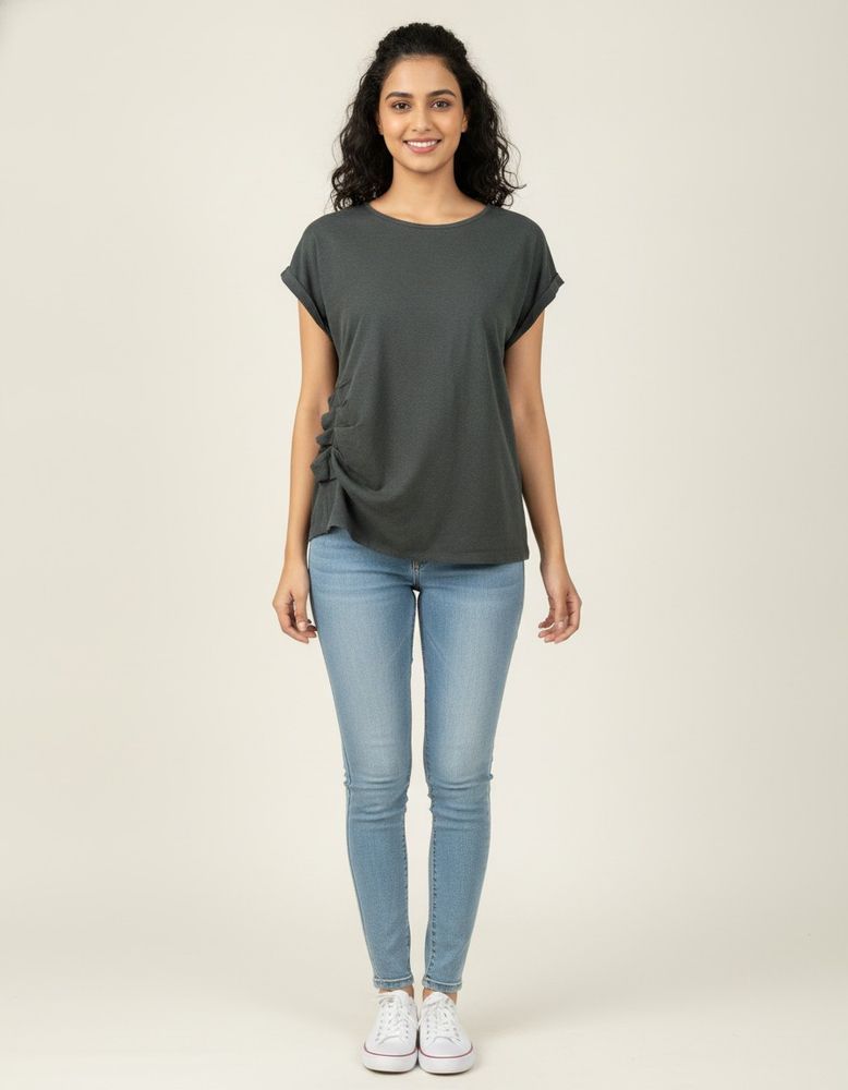 Women Stylish Ruched T-Shirt