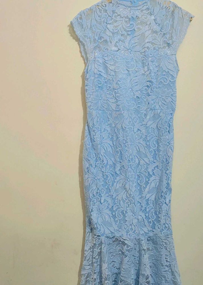Light Blue Lace Fishtail Dress For 36 Bust