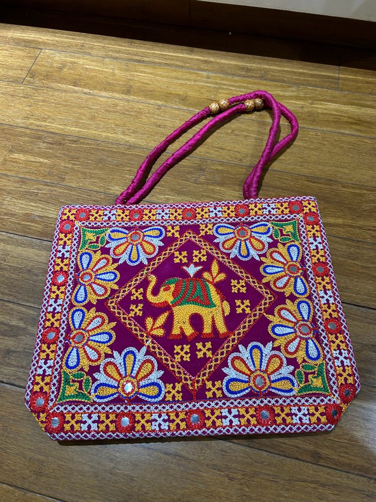🇮🇳Freedom Sale🇮🇳Embroidered Elephant Tote Bag