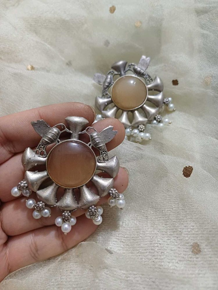 Silver Tone Bird Earrings