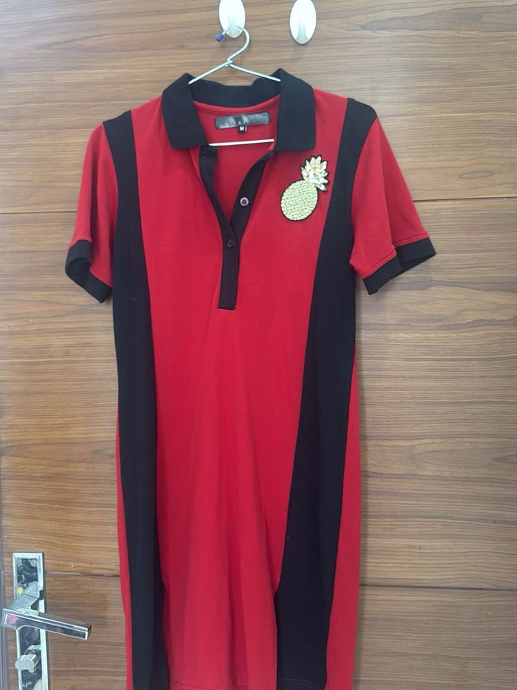 Red &amp; Black Polo Dress