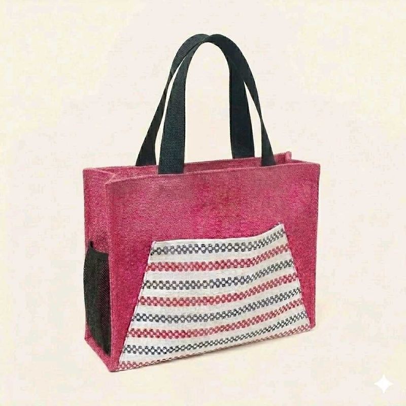 🌷Stylish Pink Jute Tote Bag