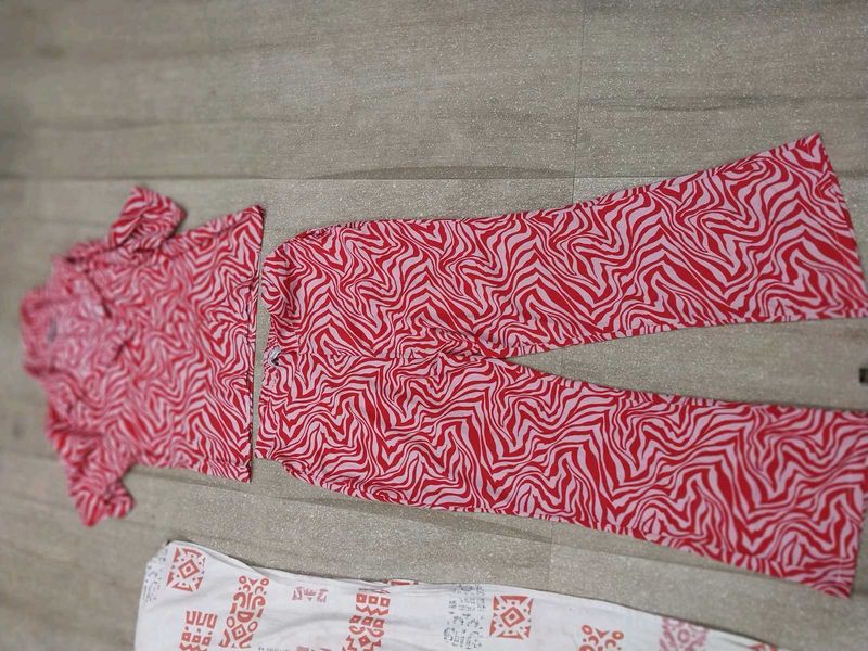 Stylish Red Zebra Print Co-ord Set