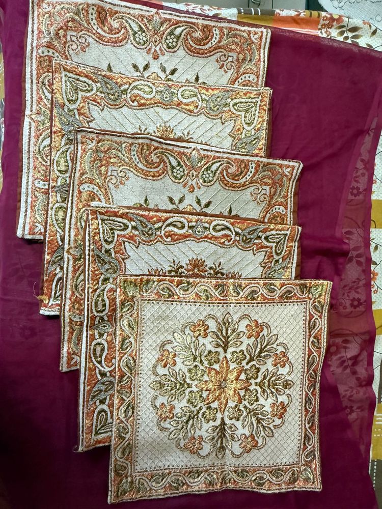 Elegant Embroidered Cushion Cover Set (5 pcs)