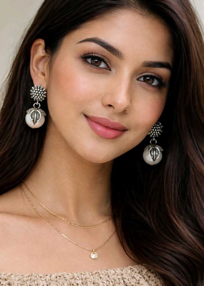 Oxidized Jhumka Earrings with Pearl