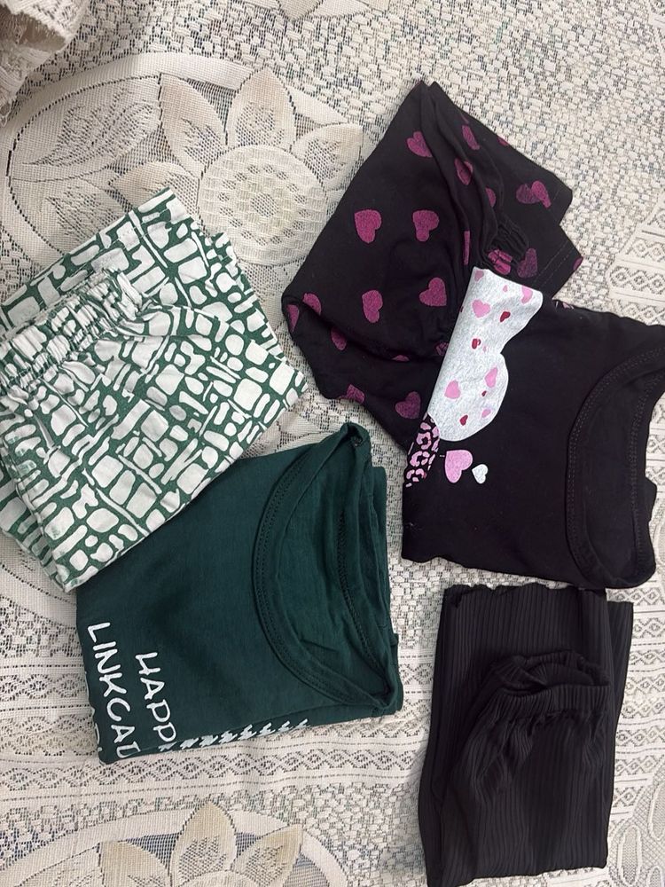 Cute Heart Print Pajama Set of 3