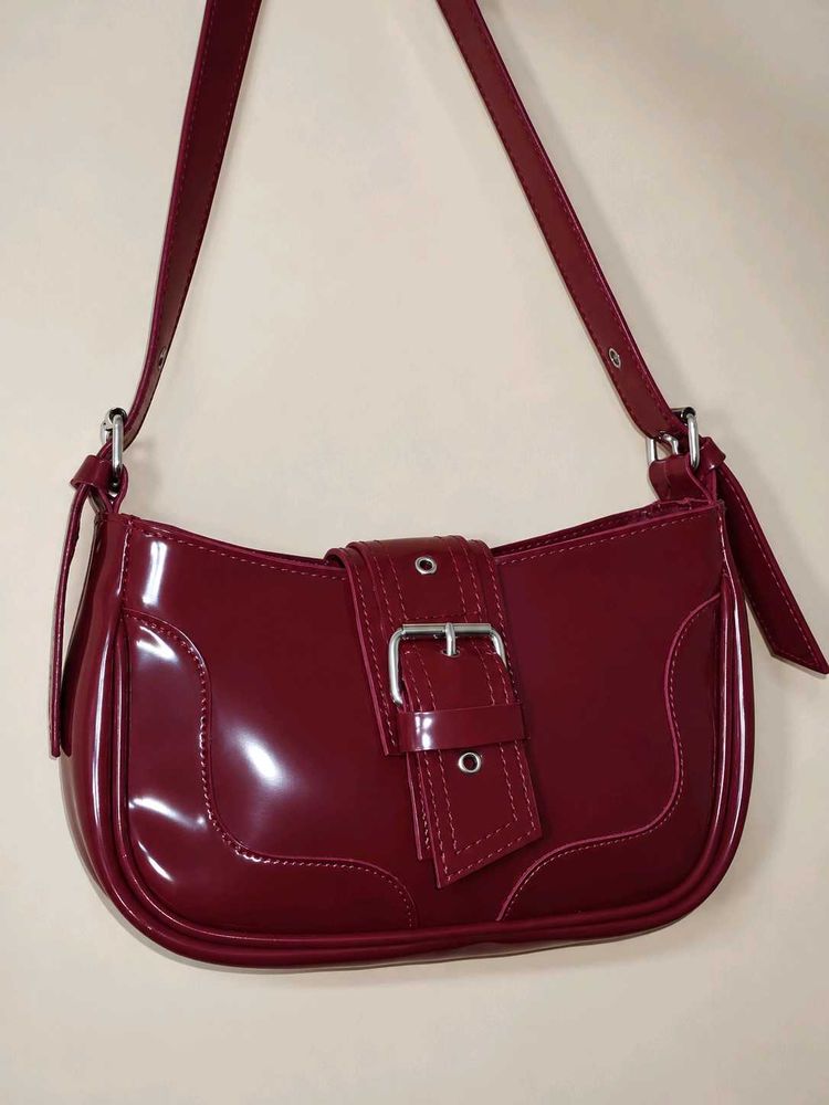 Chic patent Cherry Red Glossy Shoulder Bag🍒