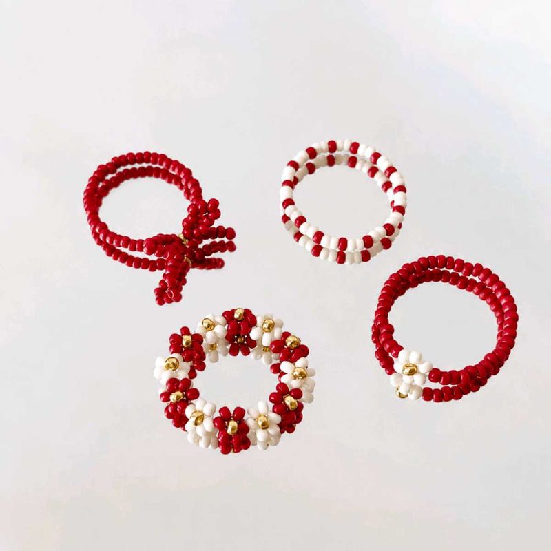 Set of 4 Beaded Rings