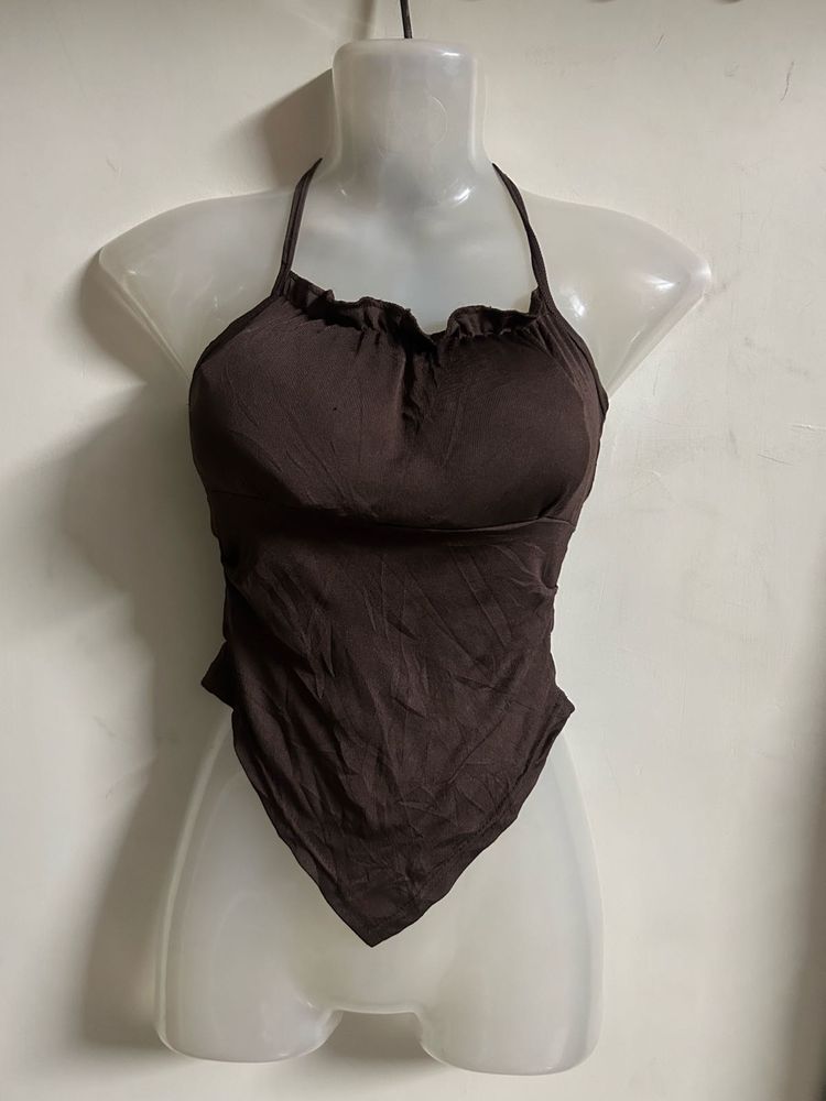 Brown Halter Neck Top