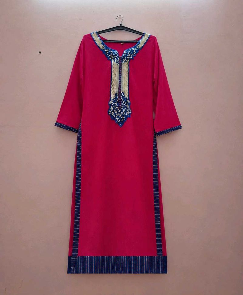 Vibrant Pink Embroidered Kurta
