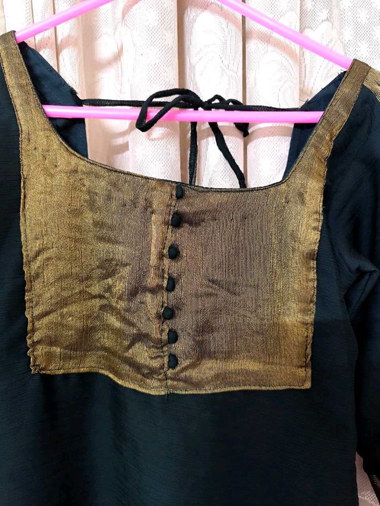 Elegant Dark Green &amp; Gold Tunic