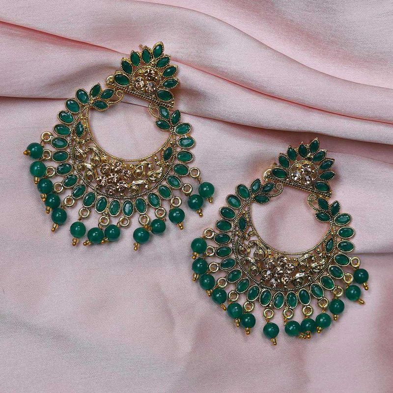 Heavy Stunning Green Jhumka Earrings