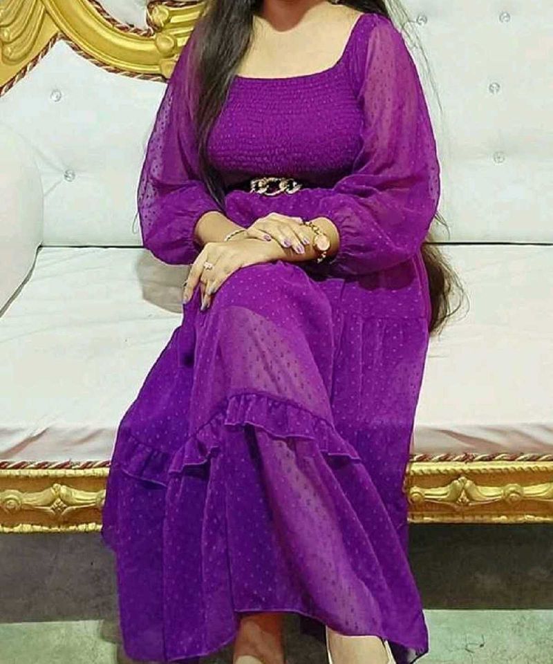 Flowy Purple Ruffled Dress