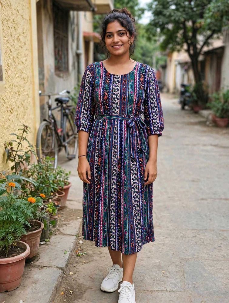 Bohemian Print Midi Dress