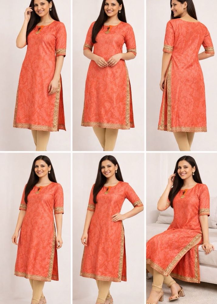 Elegant Ethnic Kurta Orangish Color