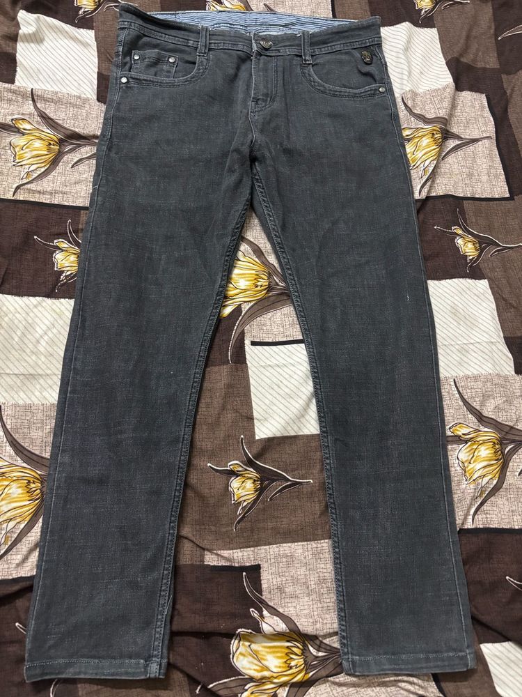 Men's Charcoal Grey Skull Detail Jeans