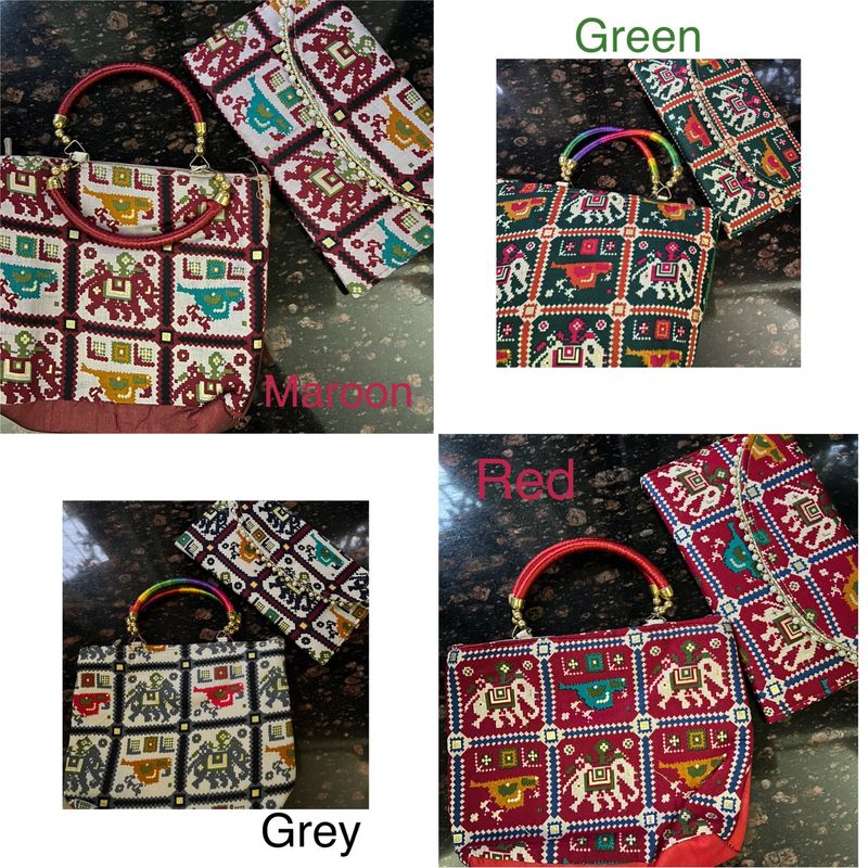 Set of ethnic handbag and wallet