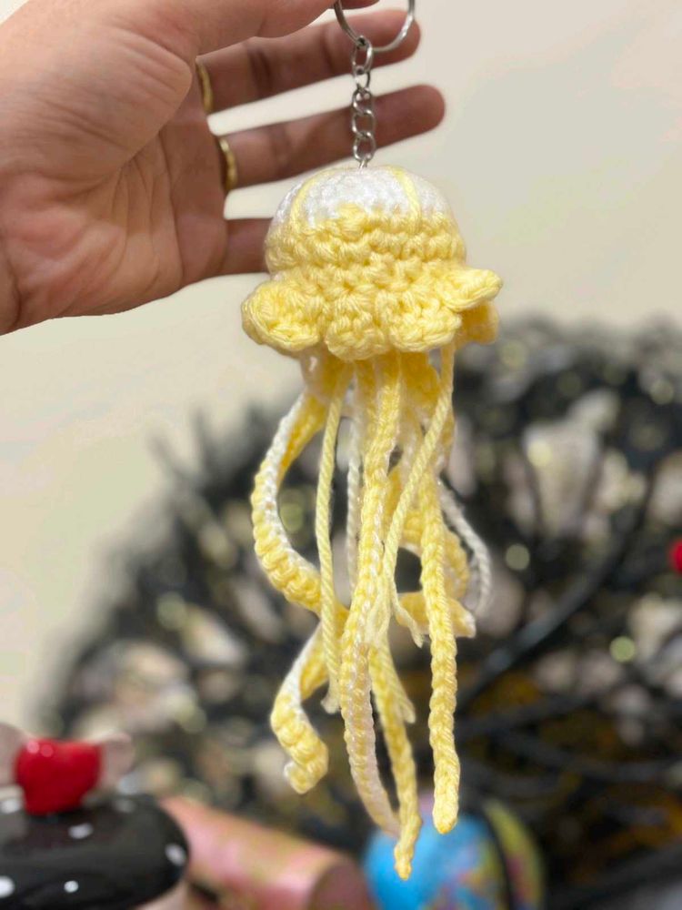 Crocheted Jellyfish Keychain