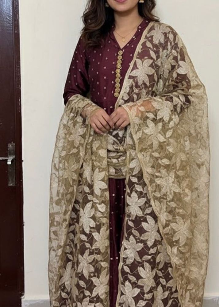 Elegant Maroon kurti with duppatta