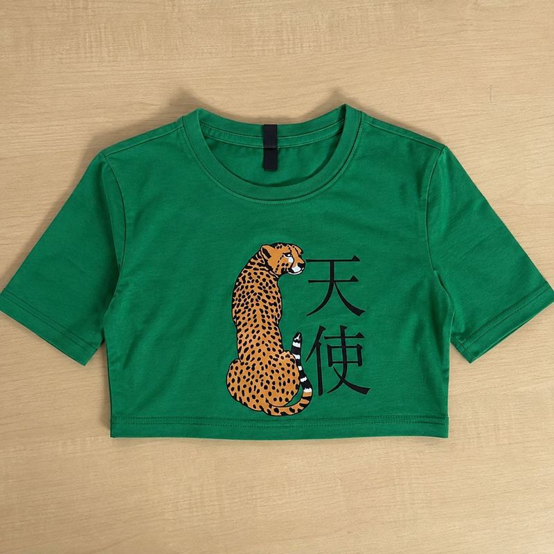 Cheetah Graphic crop Tee