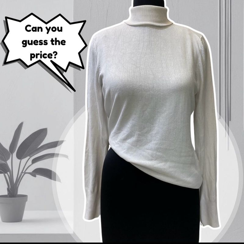 White Turtle Neck Top