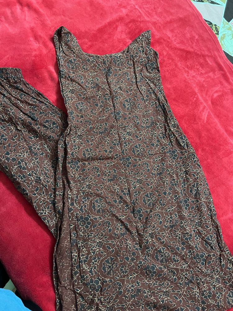 Brown Printed Kurta Set