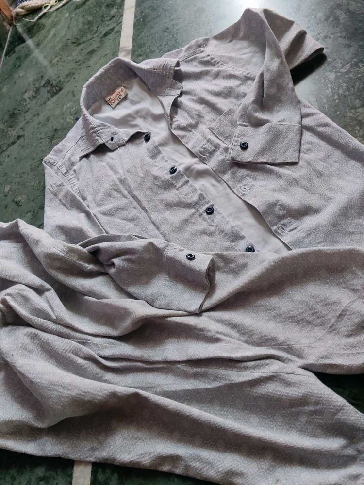 Men's Grey Printed Shirt